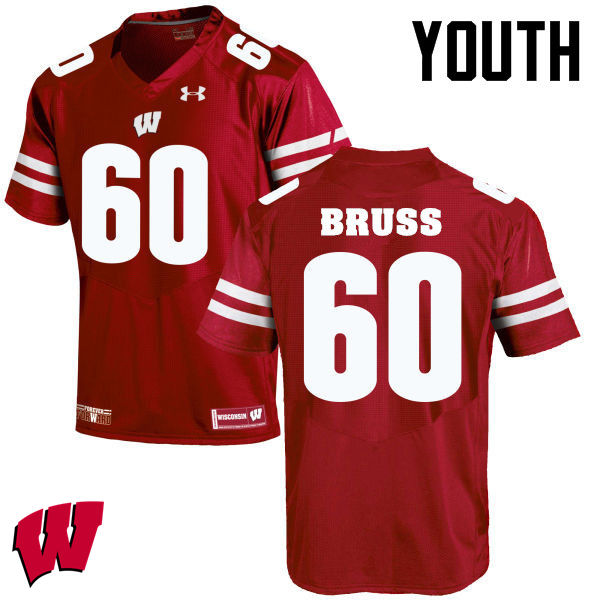 Wisconsin Badgers Youth #60 Logan Bruss NCAA Under Armour Authentic Red College Stitched Football Jersey DK40B76IM